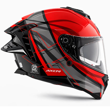 Axor Brutale Glossy Surges Grey Red Helmet dual spoiler ISI DOT ECE 22.06 certified