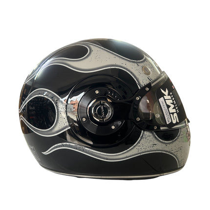 SMK Retro Inferno Glossy Black Grey Helmet - GL266 - Pinlock 70 - ECE Certified