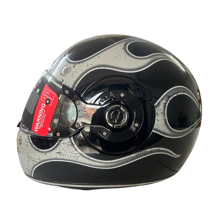 SMK Retro Inferno Glossy Black Grey Helmet - GL266 - Pinlock 70 - ECE Certified