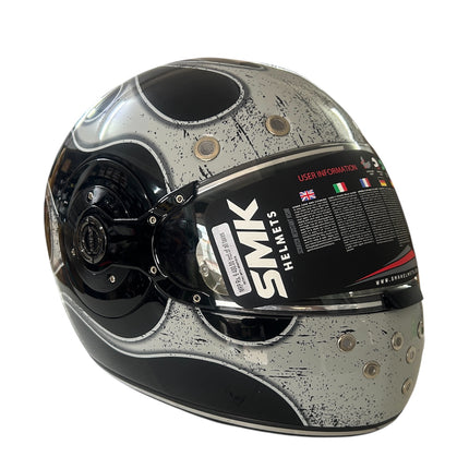 SMK Retro Inferno Glossy Black Grey Helmet - GL266 - Pinlock 70 - ECE Certified