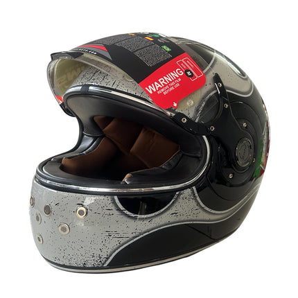 SMK Retro Inferno Glossy Black Grey Helmet - GL266 - Pinlock 70 - ECE Certified