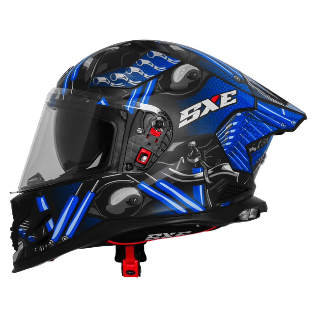 Steelbird SBH-61 ISS SXE ST1 TPE Edition Helmet Glossy Black Blue with Free Smoke Visor | ISI Certified