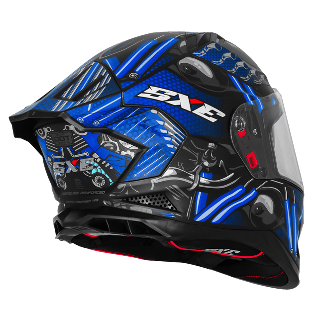 Steelbird SBH-61 ISS SXE ST1 TPE Edition Helmet Glossy Black Blue with Free Smoke Visor | ISI Certified