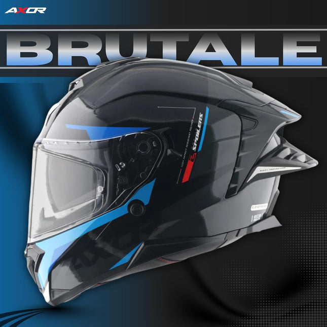 Axor Brutale Kryptic Black Blue Helmet – Dual Spoiler ECE 22.06