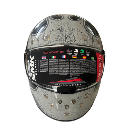 SMK Retro Inferno Glossy Black Grey Helmet - GL266 - Pinlock 70 - ECE Certified