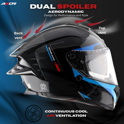 Axor Brutale Kryptic Black Blue Helmet – Dual Spoiler ECE 22.06
