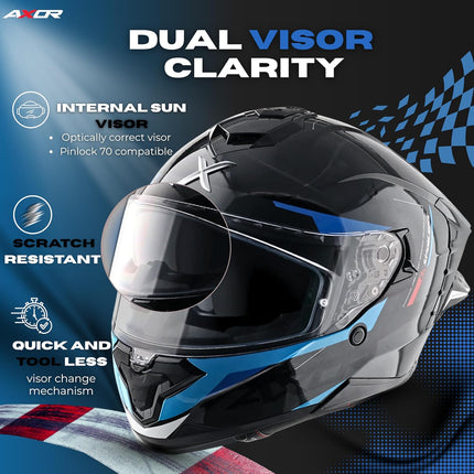 Axor Brutale Kryptic Black Blue Helmet – Dual Spoiler ECE 22.06