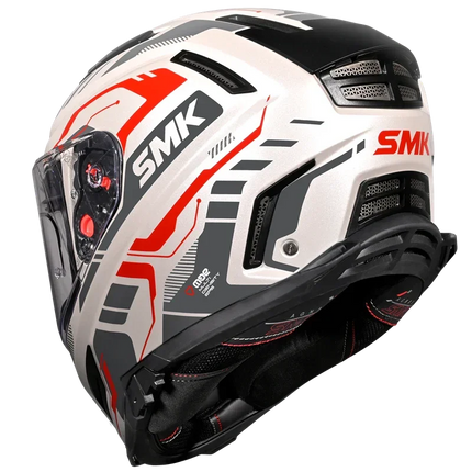 SMK Agnar Tektron Helmet – Glossy White Grey Red (GL163) | ECE 22.06