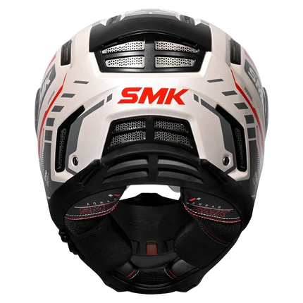 SMK Agnar Tektron Helmet – Glossy White Grey Red (GL163) | ECE 22.06