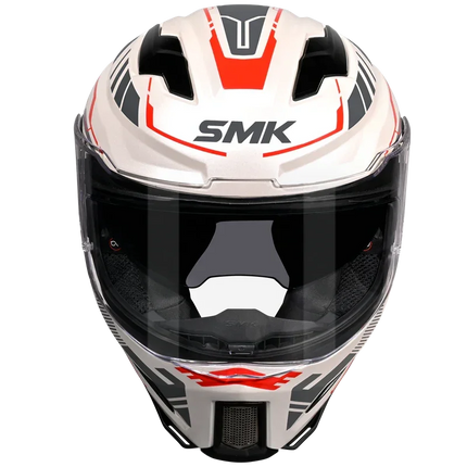 SMK Agnar Tektron Helmet – Glossy White Grey Red (GL163) | ECE 22.06