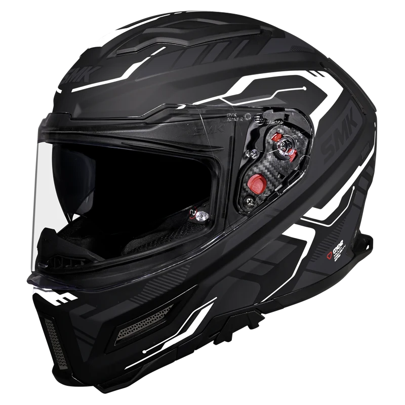 SMK Agnar Tektron Full Face Dual Visor Helmet,MA261 (Matty Grey White) With ECE 22.06 & ISI DOT certification.
