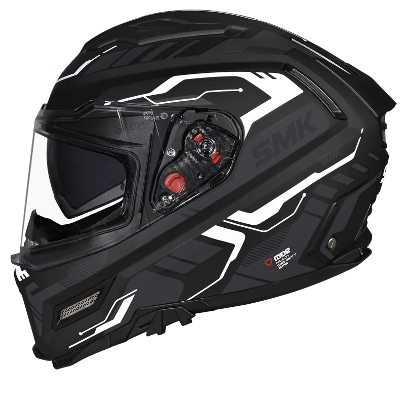 SMK Agnar Tektron Full Face Dual Visor Helmet,MA261 (Matty Grey White) With ECE 22.06 & ISI DOT certification.