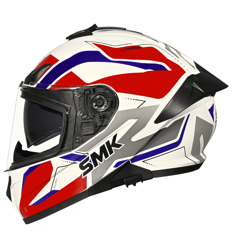 SMK Typhoon Azonix White Red Helmet (GL135) – ISI DOT ECE 22.06 Certified