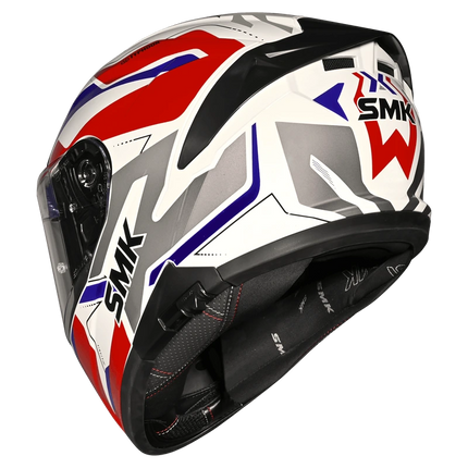 SMK Typhoon Azonix White Red Helmet front view with bold graphics