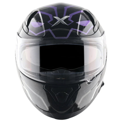 Axor Apex Black Panther Glossy Black Purple Helmet Front View