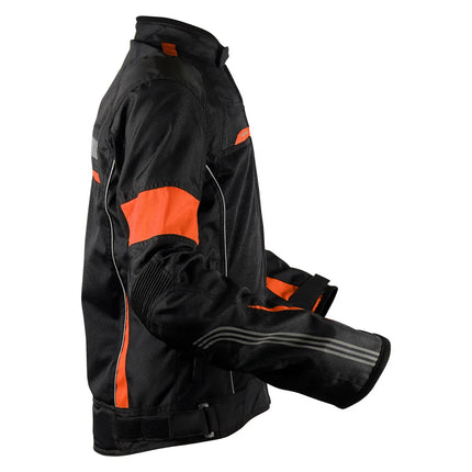 Axor Cruise 2 riding jacket back view black orange with reflective panels