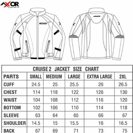 Axor curise 2 Riding Jacket Size Chart