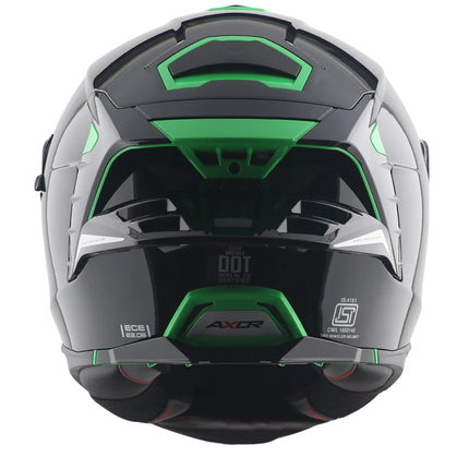 Axor Brutale Corsa Black Green Helmet rear dual spoiler ventilation system