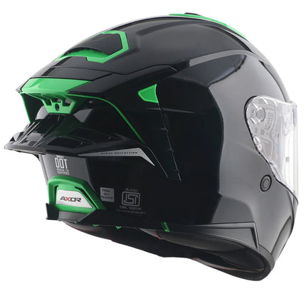 Axor Brutale Corsa Black Green Helmet rear dual spoiler ventilation system 1