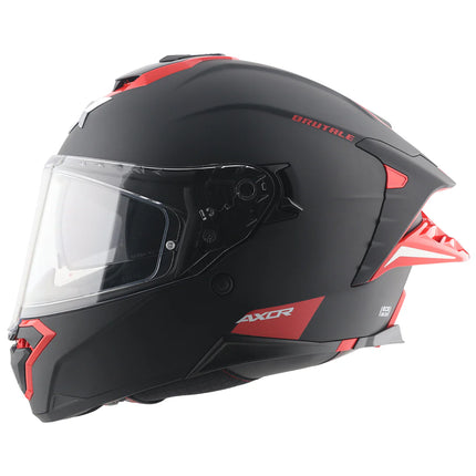 Axor Brutale Corsa Dull Black Red Helmet dual spoiler ISI DOT ECE 22.06 certified