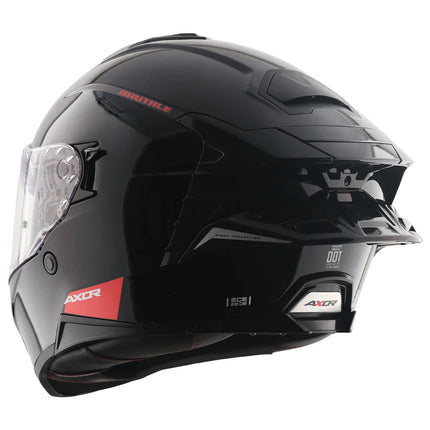 Rider wearing Axor Brutale Glossy Black Helmet full face motorcycle helmet