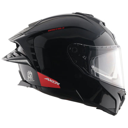 Axor Brutale Glossy Black Helmet side view aerodynamic dual spoiler design
