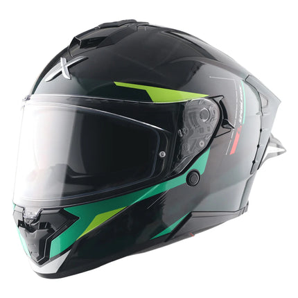 Axor Brutale Kryptic Black Green Helmet dual spoiler ISI DOT ECE 22.06 certified