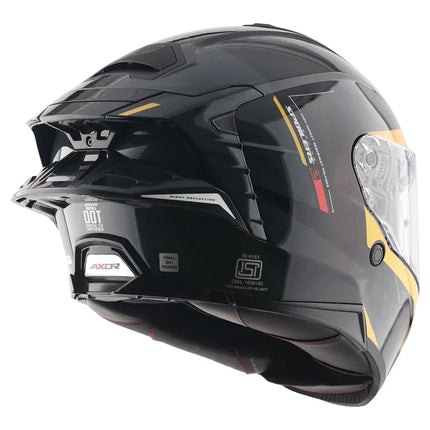 Axor Brutale Kryptic Dull Black Yellow Helmet rear dual spoiler ventilation system
