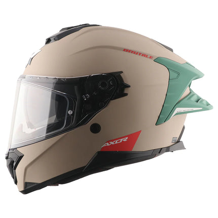 Axor Brutale Corsa Khaki Green Helmet dual spoiler ISI DOT ECE 22.06 certified