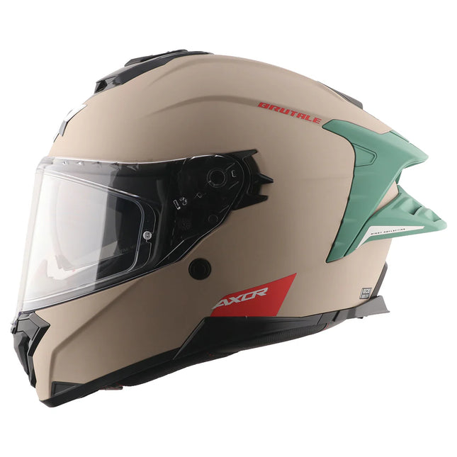 Axor Brutale Corsa Khaki Green Helmet dual spoiler ISI DOT ECE 22.06 certified