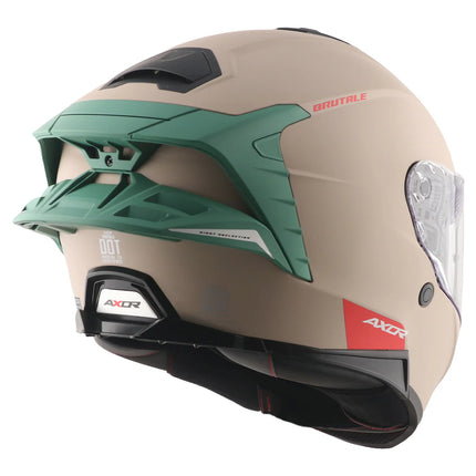 Axor Brutale Corsa Khaki Green Helmet rear dual spoiler ventilation system