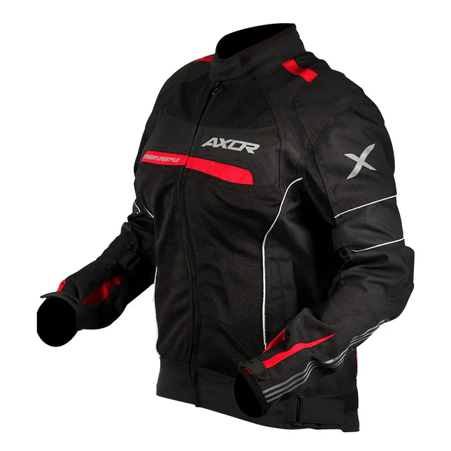 Axor Diva Women's Riding Jacket Black Red front view with CE Level 2 protection