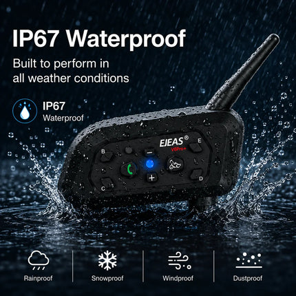Ejeas V6 Pro + Helmet Bluetooth Intercom IP67 Waterproof 