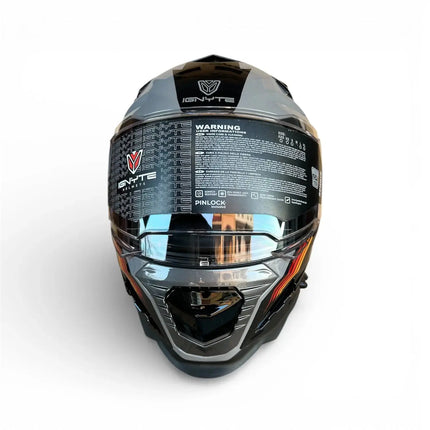 IGNYTE (IGN-16) Full Face Dual Visor Helmet - (Glossy Titanium Grey Orange Red) - ISI DOT Certified IGNYTE