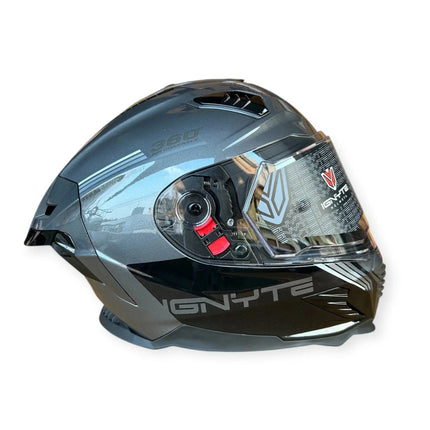 IGNYTE (IGN-16) Full Face Dual Visor Helmet - (Glossy  Grey White) - ISI DOT Certified IGNYTE