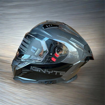 IGNYTE (IGN-16) Full Face Dual Visor Helmet - (Glossy  Grey White) - ISI DOT Certified IGNYTE