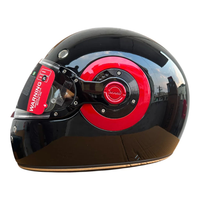 SMK Retro Glossy Black Red Helmet – (GL230) | Pinlock® 70 Ready