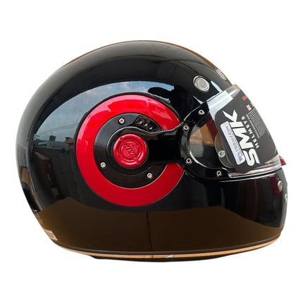 SMK Retro Glossy Black Red Helmet – (GL230) | Pinlock® 70 Ready