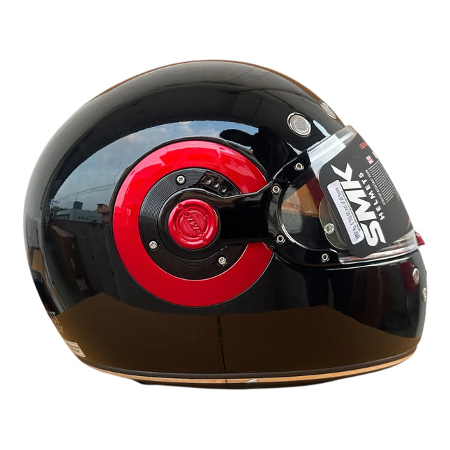 SMK Retro Glossy Black Red Helmet – (GL230) | Pinlock® 70 Ready