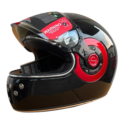 SMK Retro Glossy Black Red Helmet – (GL230) | Pinlock® 70 Ready