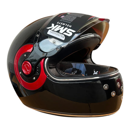 SMK Retro Glossy Black Red Helmet – (GL230) | Pinlock® 70 Ready