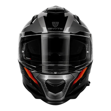 Premium Ignyte Helmets IGN-16 ISS Glossy Dark Grey Anthracite Red Orange Motorcycle Helmet