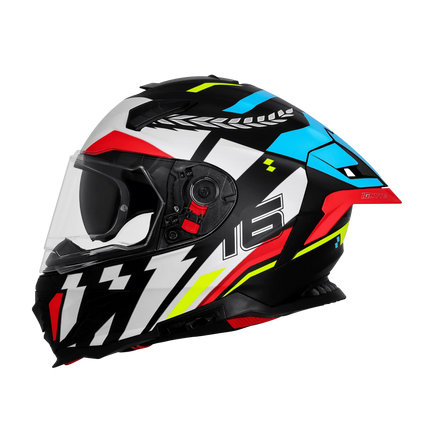 Ignyte IGN-16 full face helmet glossy black white blue dual visor