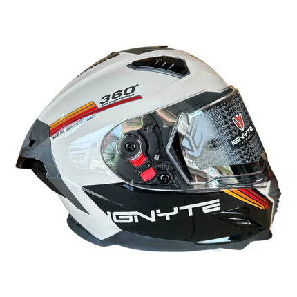 Ignyte IGN16 ISS helmet side view grey red orange design