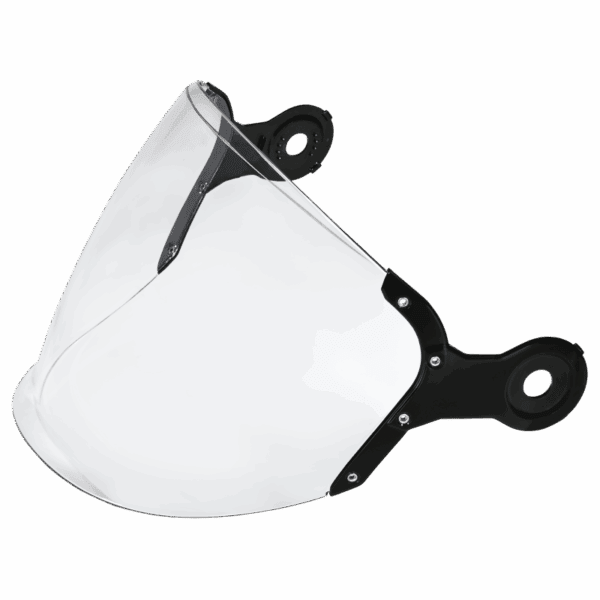 Front view of original SMK Retro Jet clear visor showing wide field of vision