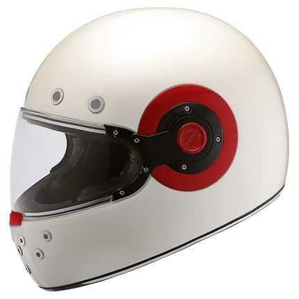 SMK Retro GL130 Glossy White Red Helmet Pinlock 70 ISI DOT ECE Certified Full Face Helmet