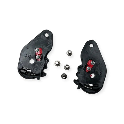 Close up of SMK Agnar visor ratchet base plate showing screw holes