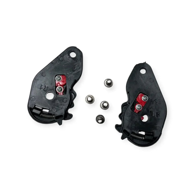 Close up of SMK Agnar visor ratchet base plate showing screw holes
