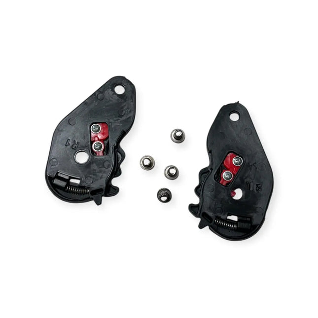 Close up of SMK Agnar visor ratchet base plate showing screw holes