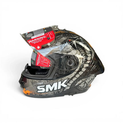SMK Reptile Helmets - SMK Typhoon Reptile Glossy Black Orange Full Face Helmet